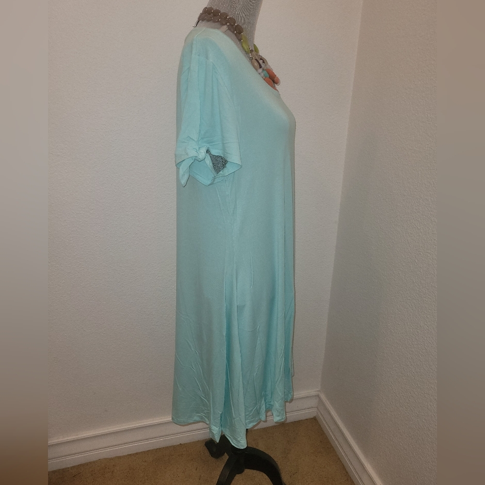 Style & Co. Soft Teal Shift Dress w/ Pockets - Picture 4 of 6